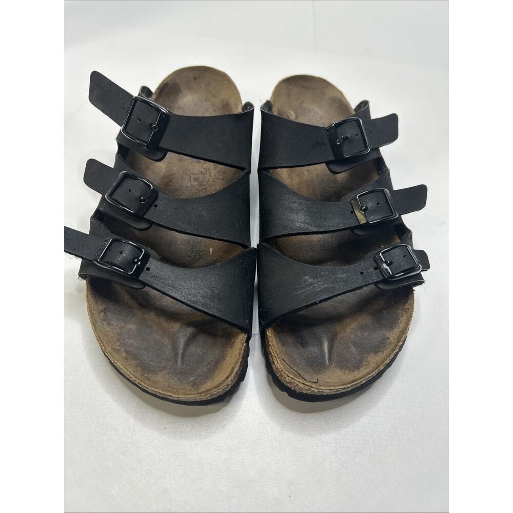 Birkenstock Birki's Florida Fresh Black Leather 3 Strap Sandals Size L7 M5